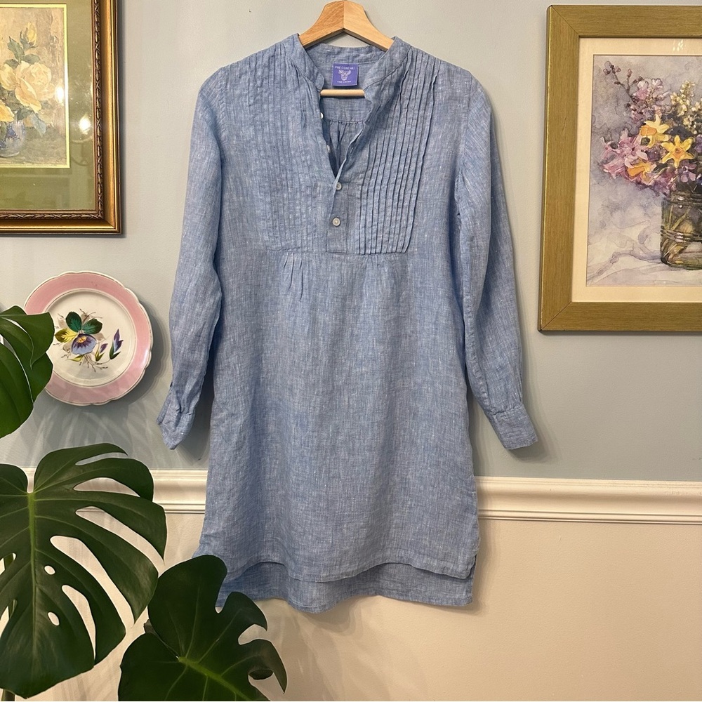 Pine Cone Hill Light Blue Linen Tunic XS Small Logenlook Natural Sustainable